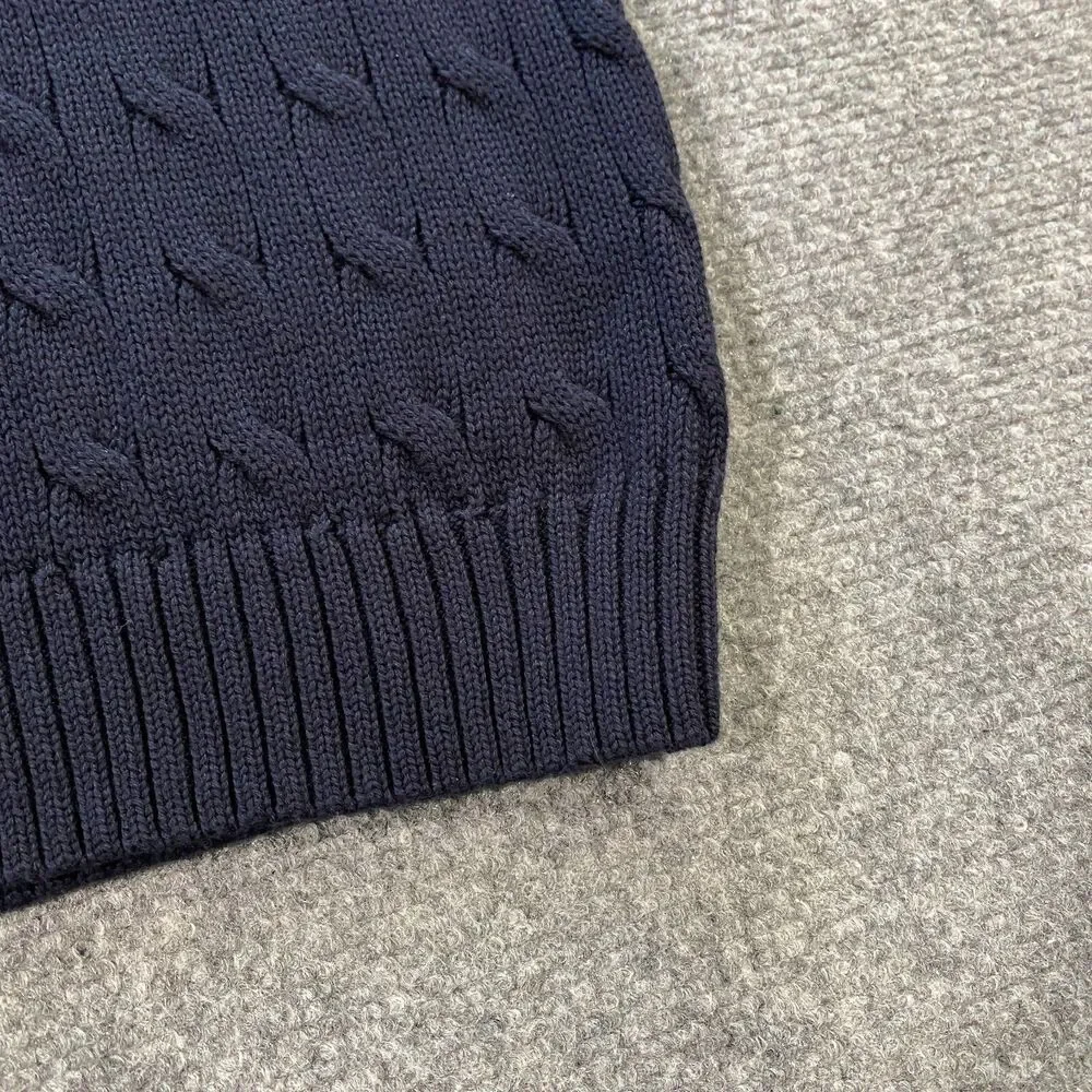 Polo Ralph Lauren Cable Knit V-Neck Sweater Vest Youth Boys 6 Navy Blue Red Pony - Picture 10 of 14